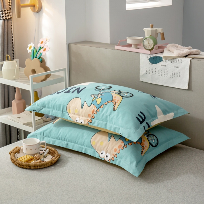 91家纺网 家纺一手货源 找家纺 绵庭 2021新款全棉12868单枕套 度假恐龙