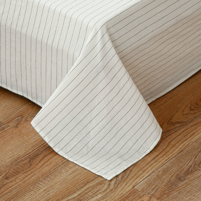 91家纺网 家纺一手货源 找家纺 安莱生活 2021新款色织全棉水洗棉单床单 白灰细条