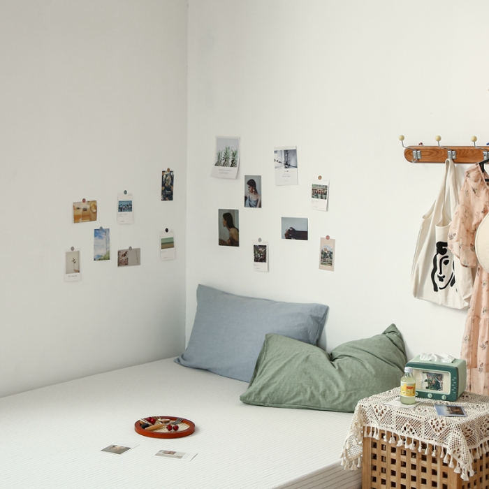 91家纺网 家纺一手货源 找家纺 安莱生活 2021新款色织全棉水洗棉单床单 白灰细条