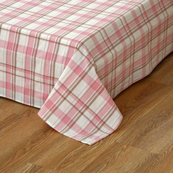 91家纺网 家纺一手货源 找家纺 安莱生活 2021新款色织全棉水洗棉单床单 草莓格