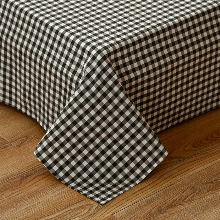 91家纺网 家纺一手货源 找家纺 安莱生活 2021新款色织全棉水洗棉单床单 黑小格