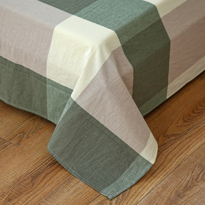 91家纺网 家纺一手货源 找家纺 安莱生活 2021新款色织全棉水洗棉单床单 绿大格