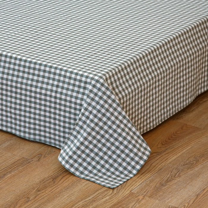 91家纺网 家纺一手货源 找家纺 安莱生活 2021新款色织全棉水洗棉单床单 绿小格