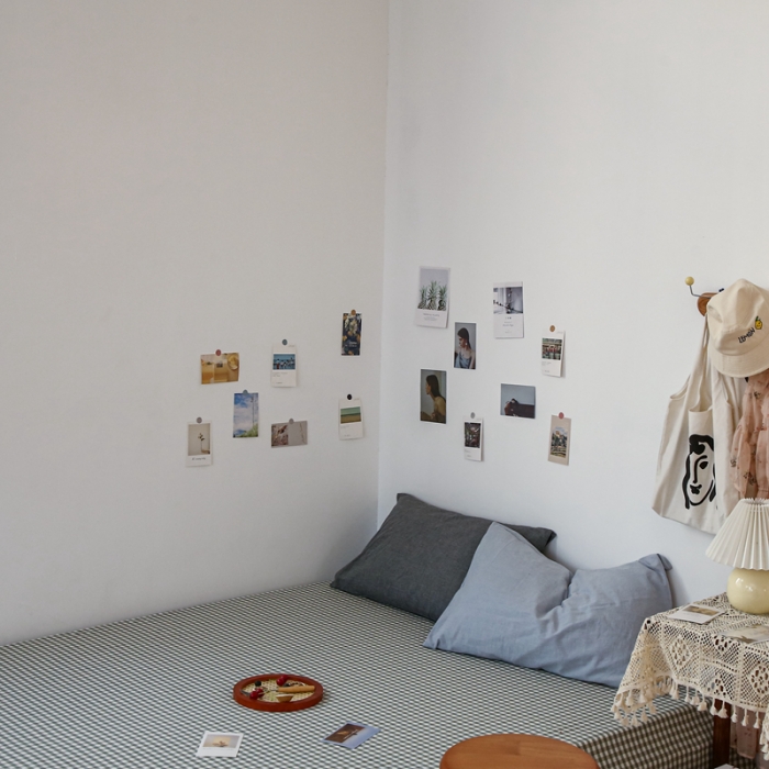 91家纺网 家纺一手货源 找家纺 安莱生活 2021新款色织全棉水洗棉单床单 绿小格