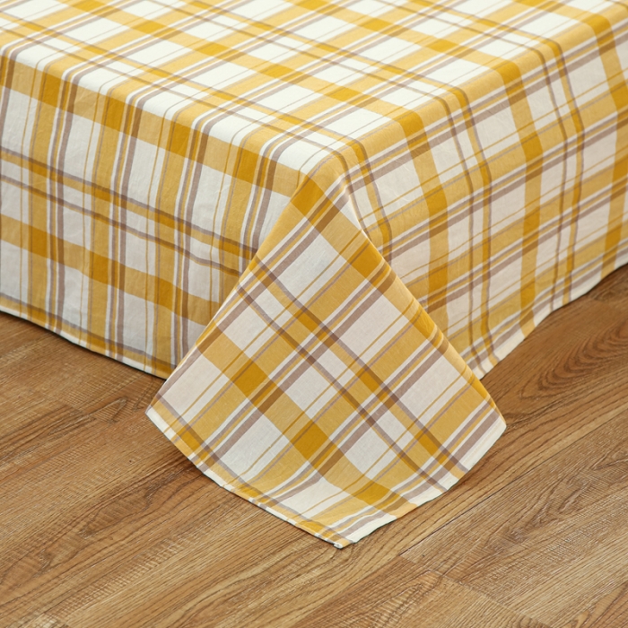 91家纺网 家纺一手货源 找家纺 安莱生活 2021新款色织全棉水洗棉单床单 芒果格