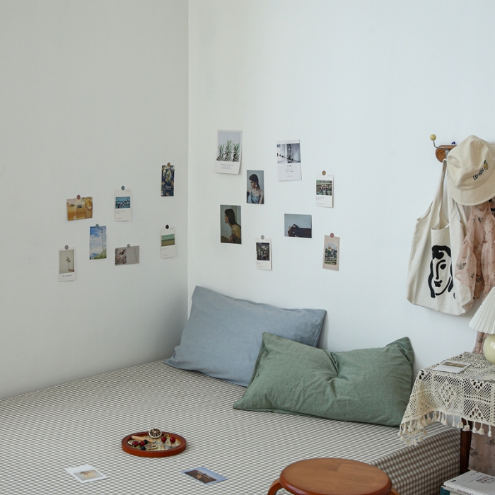 91家纺网 家纺一手货源 找家纺 安莱生活 2021新款色织全棉水洗棉单床单 米小格