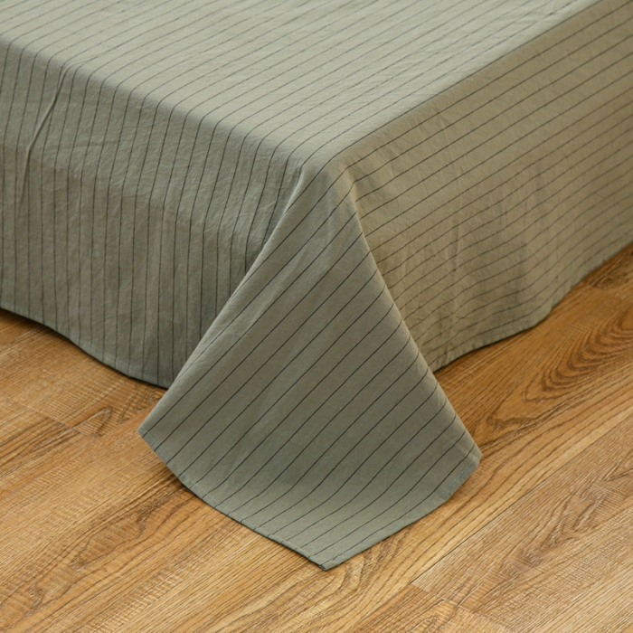 91家纺网 家纺一手货源 找家纺 安莱生活 2021新款色织全棉水洗棉单床单 抹茶细条