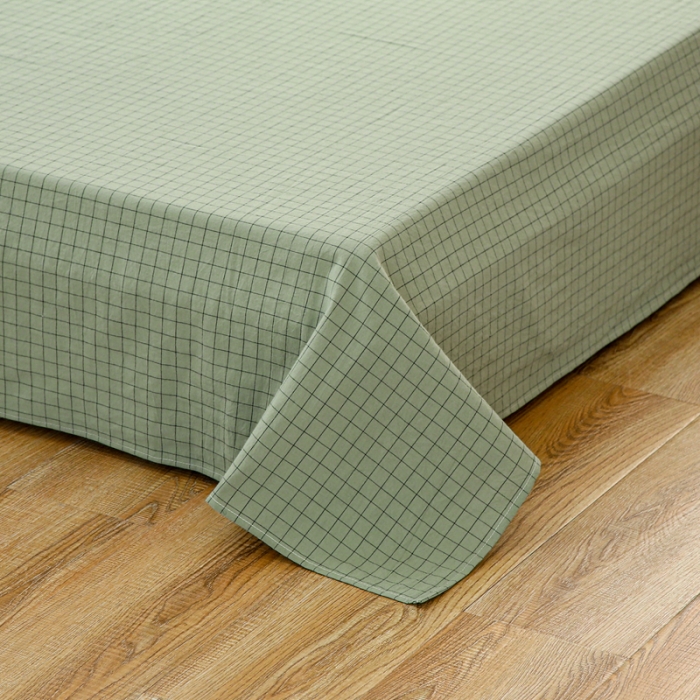 91家纺网 家纺一手货源 找家纺 安莱生活 2021新款色织全棉水洗棉单床单 抹茶小格