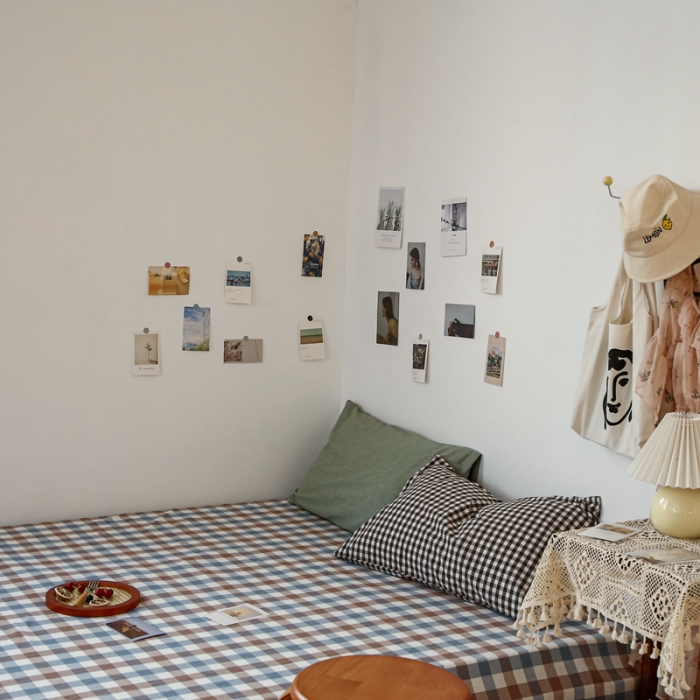 91家纺网 家纺一手货源 找家纺 安莱生活 2021新款色织全棉水洗棉单床单 七彩蓝