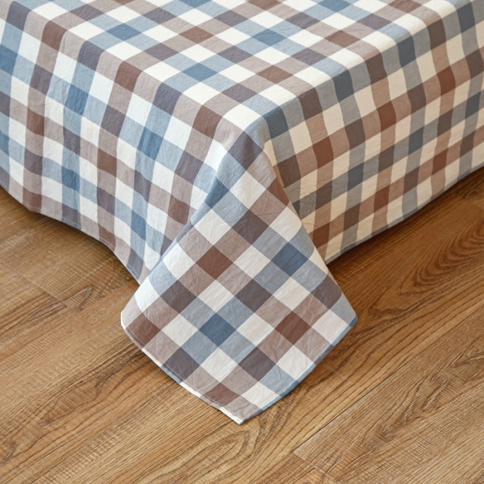 91家纺网 家纺一手货源 找家纺 安莱生活 2021新款色织全棉水洗棉单床单 七彩蓝