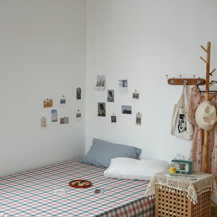 91家纺网 家纺一手货源 找家纺 安莱生活 2021新款色织全棉水洗棉单床单 七彩玫粉