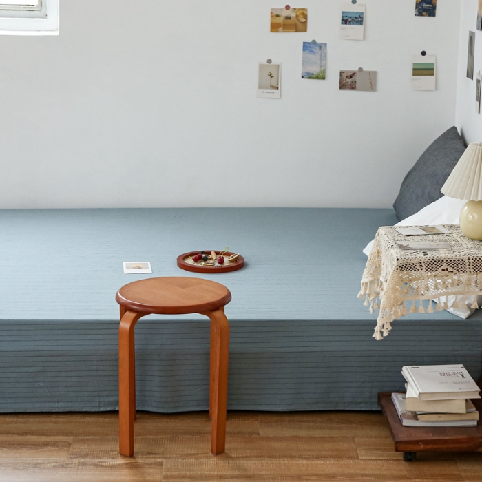 91家纺网 家纺一手货源 找家纺 安莱生活 2021新款色织全棉水洗棉单床单 乌兰细条