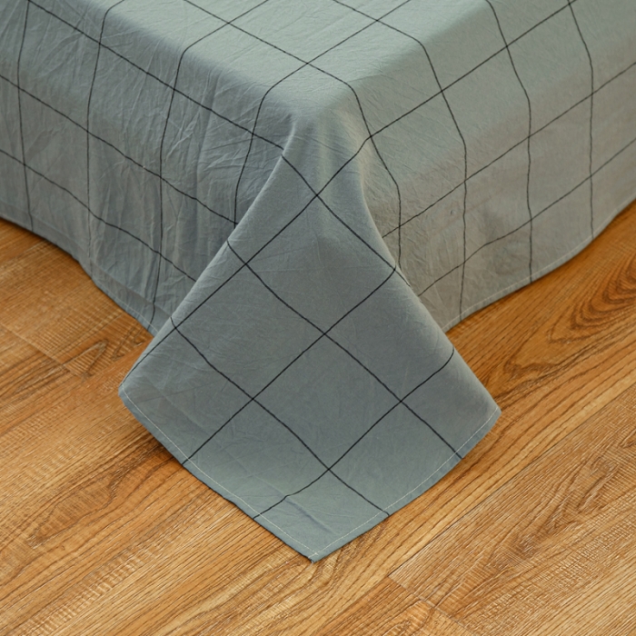 91家纺网 家纺一手货源 找家纺 安莱生活 2021新款色织全棉水洗棉单床单 乌兰中格