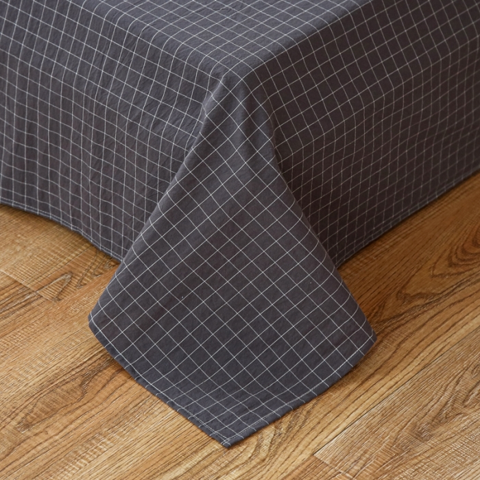 91家纺网 家纺一手货源 找家纺 安莱生活 2021新款色织全棉水洗棉单床单 小灰格