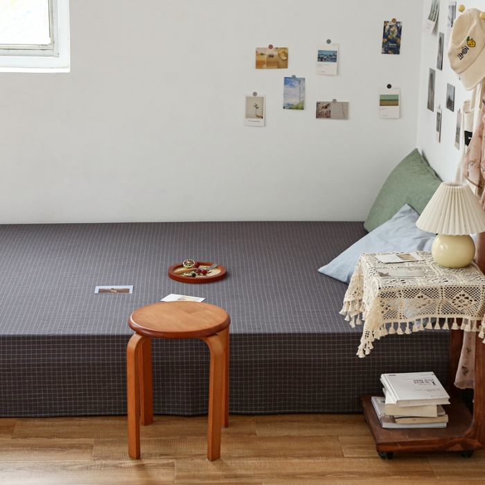 91家纺网 家纺一手货源 找家纺 安莱生活 2021新款色织全棉水洗棉单床单 小灰格