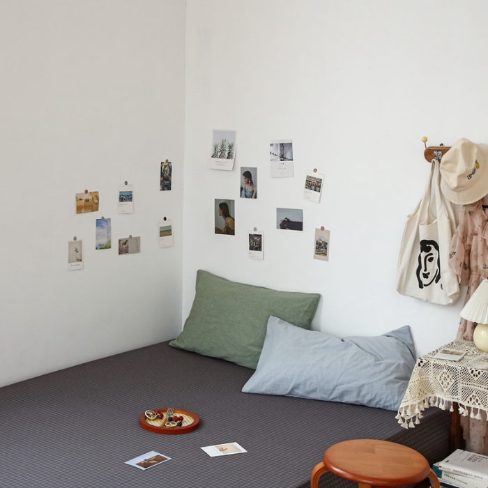 91家纺网 家纺一手货源 找家纺 安莱生活 2021新款色织全棉水洗棉单床单 小灰格