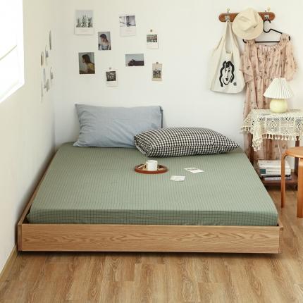 91家纺网 家纺一手货源 找家纺 安莱生活 2021新款色织全棉水洗棉单床笠 抹茶小格