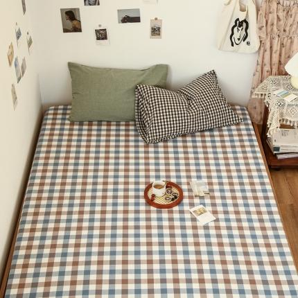 91家纺网 家纺一手货源 找家纺 安莱生活 2021新款色织全棉水洗棉单床笠 七彩蓝