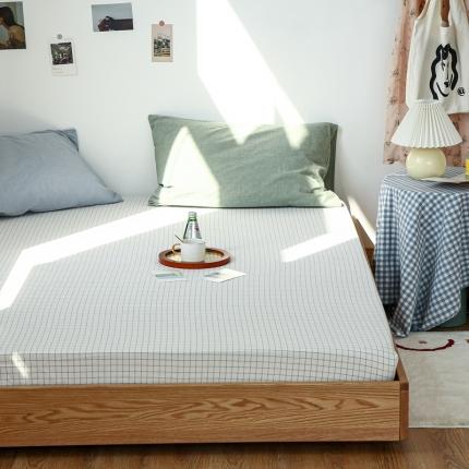 91家纺网 家纺一手货源 找家纺 安莱生活 2021新款色织全棉水洗棉单床笠 小白格