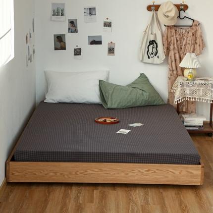 91家纺网 家纺一手货源 找家纺 安莱生活 2021新款色织全棉水洗棉单床笠 小灰格