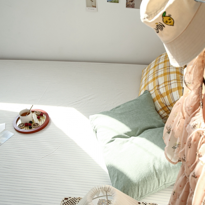 91家纺网 家纺一手货源 找家纺 （总）安莱生活 2021新款色织全棉水洗棉单床笠