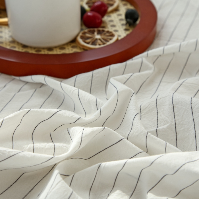 91家纺网 家纺一手货源 找家纺 安莱生活 2021新款色织全棉水洗棉单床笠 白灰细条