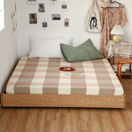 安莱生活 2021新款色织全棉水洗棉单床笠 粉大格