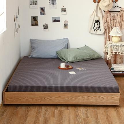 安莱生活 2021新款色织全棉水洗棉单床笠 灰白细条