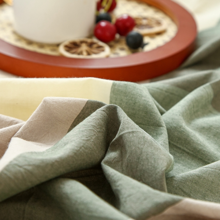 91家纺网 家纺一手货源 找家纺 安莱生活 2021新款色织全棉水洗棉单床笠 绿大格