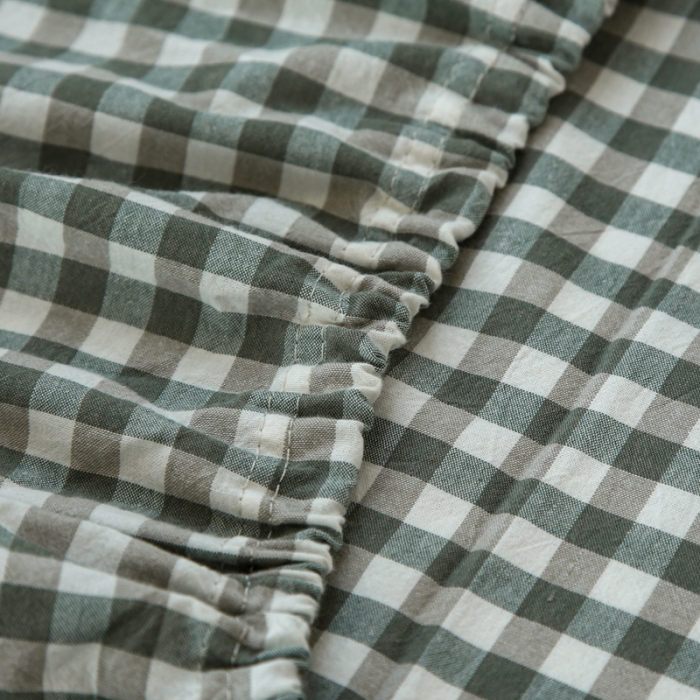 91家纺网 家纺一手货源 找家纺 安莱生活 2021新款色织全棉水洗棉单床笠 绿小格