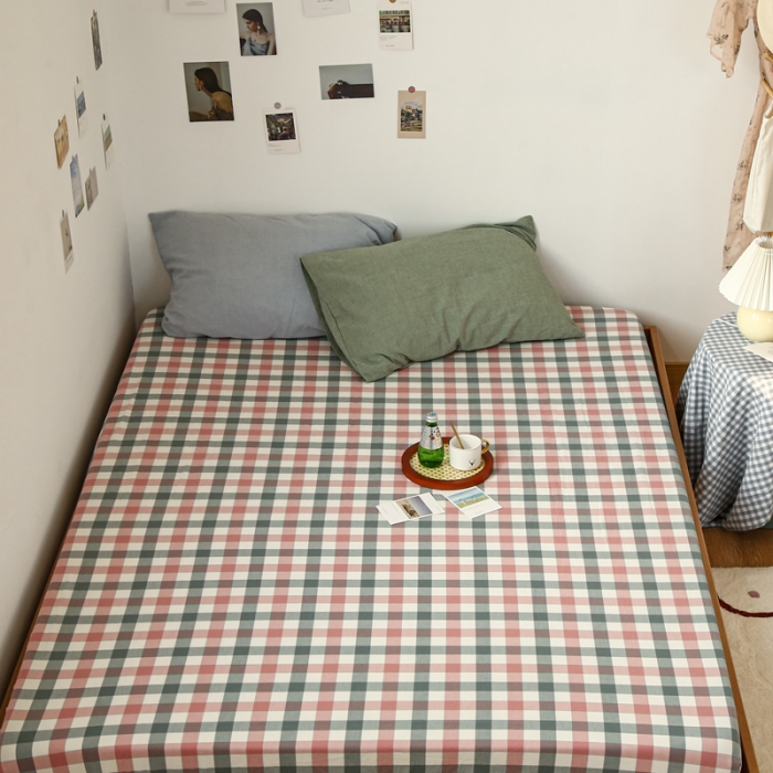 91家纺网 家纺一手货源 找家纺 安莱生活 2021新款色织全棉水洗棉单床笠 七彩玫粉