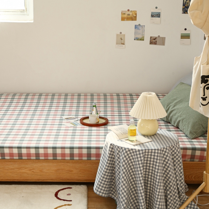 91家纺网 家纺一手货源 找家纺 安莱生活 2021新款色织全棉水洗棉单床笠 七彩玫粉