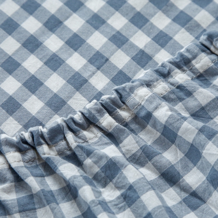 91家纺网 家纺一手货源 找家纺 安莱生活 2021新款色织全棉水洗棉单床笠 浅蓝小格