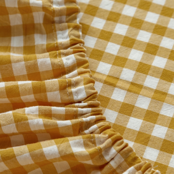 91家纺网 家纺一手货源 找家纺 安莱生活 2021新款色织全棉水洗棉单床笠 小黄格