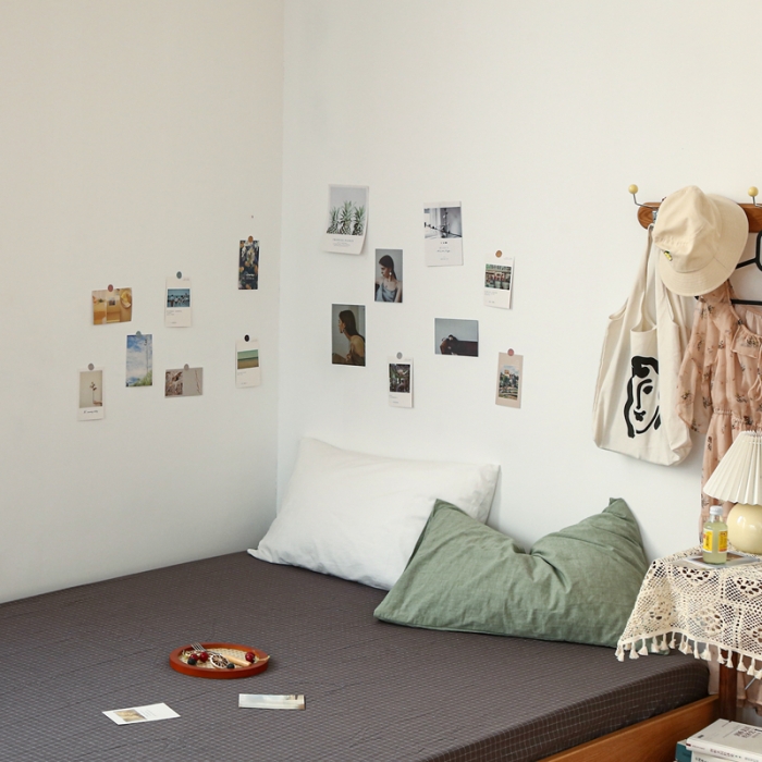 91家纺网 家纺一手货源 找家纺 安莱生活 2021新款色织全棉水洗棉单床笠 小灰格