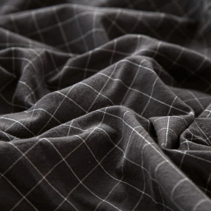 91家纺网 家纺一手货源 找家纺 安莱生活 2021新款色织全棉水洗棉单床笠 小灰格