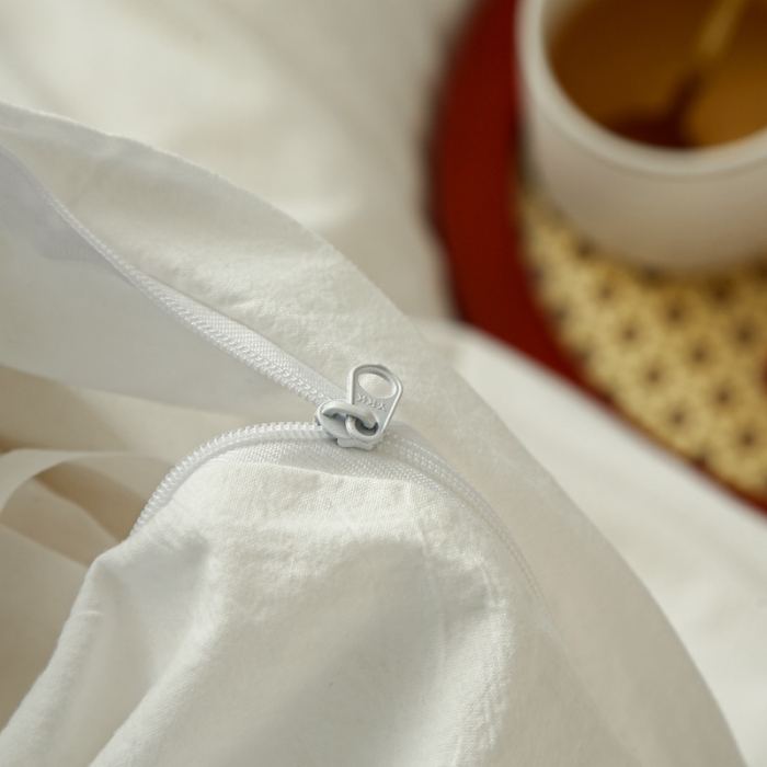 91家纺网 家纺一手货源 找家纺 安莱生活 2021新款色织全棉水洗棉混搭四件套 白色+浅兰小格