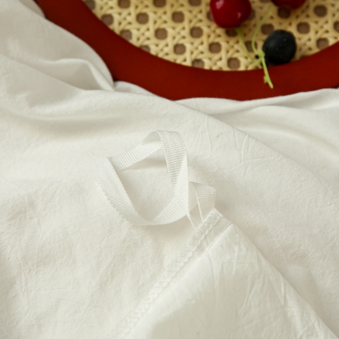 91家纺网 家纺一手货源 找家纺 安莱生活 2021新款色织全棉水洗棉混搭四件套 白色+浅兰小格