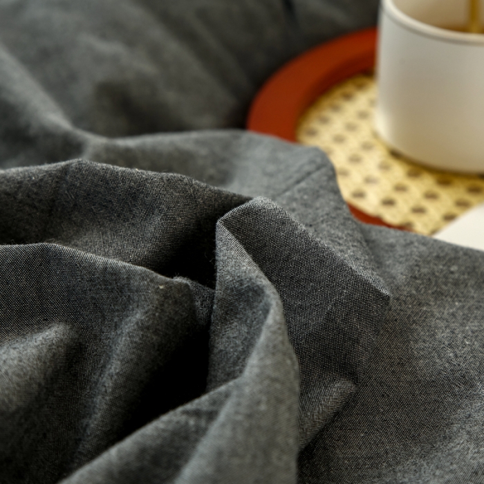 91家纺网 家纺一手货源 找家纺 安莱生活 2021新款色织全棉水洗棉混搭四件套 深灰+小白格