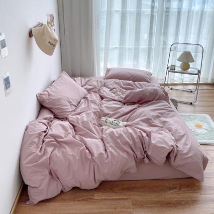 91家纺网 家纺一手货源 找家纺 安莱生活 2021新款全棉水洗棉四件套 藕粉