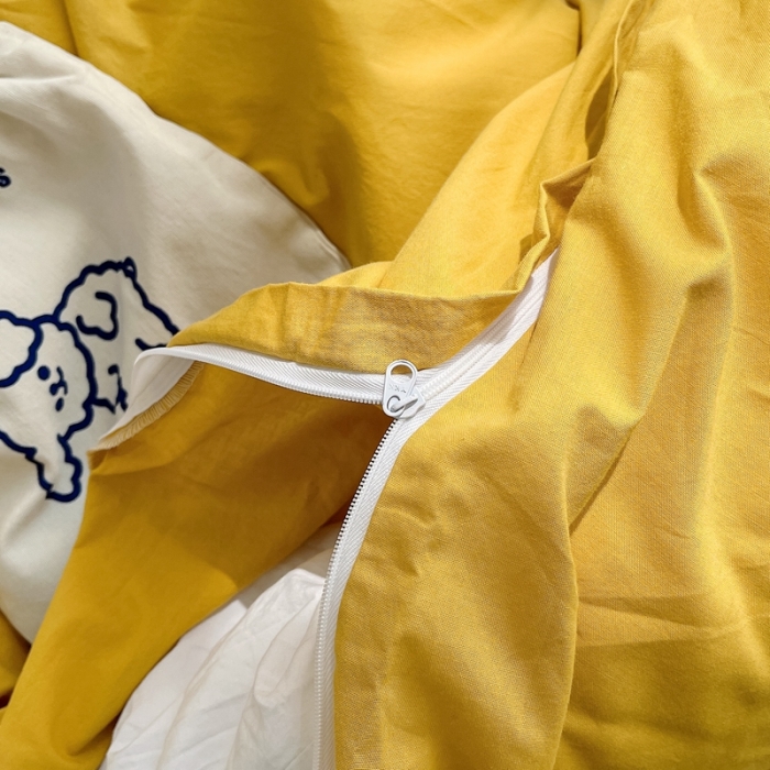 91家纺网 家纺一手货源 找家纺 安莱生活 2021新款全棉水洗棉四件套 姜黄