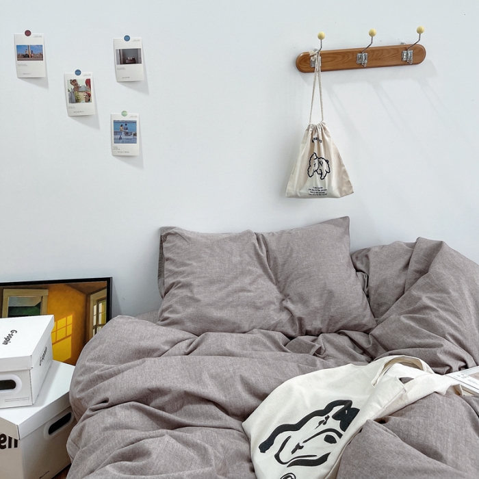 91家纺网 家纺一手货源 找家纺 安莱生活 2021新款全棉水洗棉四件套 咖啡