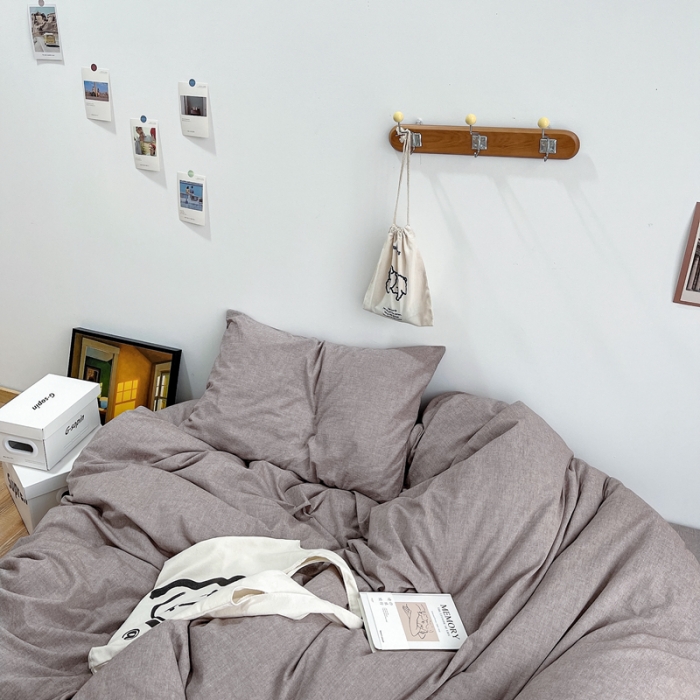 91家纺网 家纺一手货源 找家纺 安莱生活 2021新款全棉水洗棉四件套 咖啡