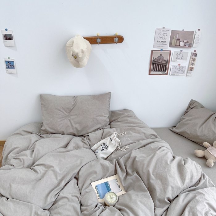 91家纺网 家纺一手货源 找家纺 安莱生活 2021新款全棉水洗棉四件套 卡其