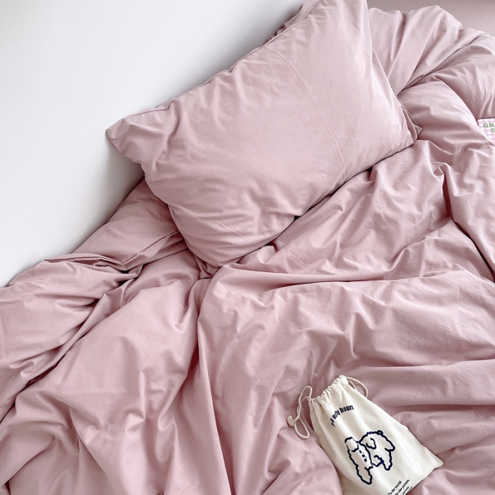 91家纺网 家纺一手货源 找家纺 安莱生活 2021新款全棉水洗棉四件套 藕粉