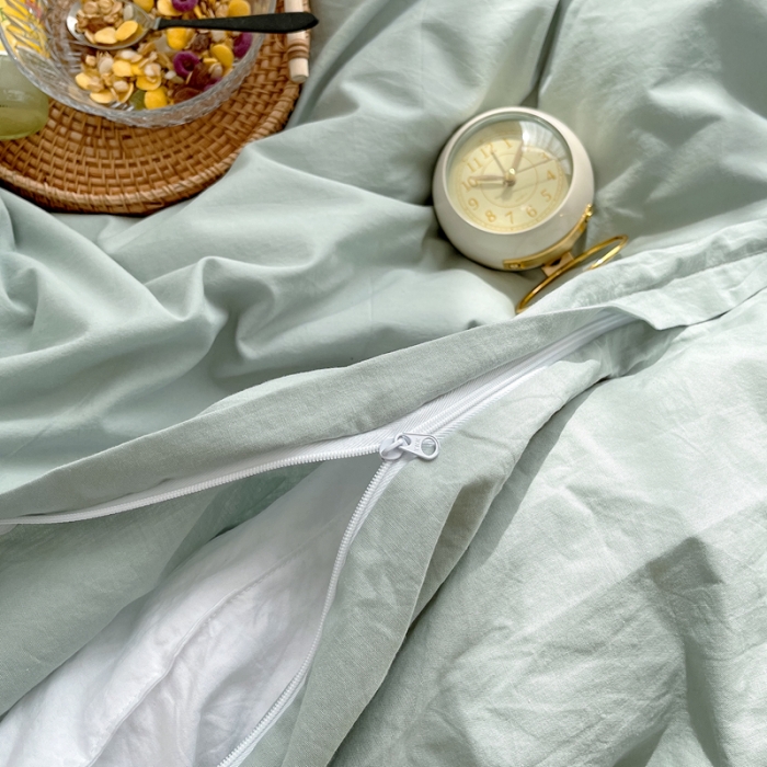 91家纺网 家纺一手货源 找家纺 安莱生活 2021新款全棉水洗棉四件套 青柠