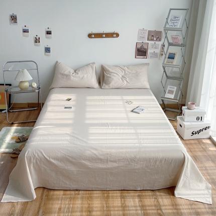 91家纺网 家纺一手货源 找家纺 安莱生活 2021新款全棉水洗棉单床单 米白