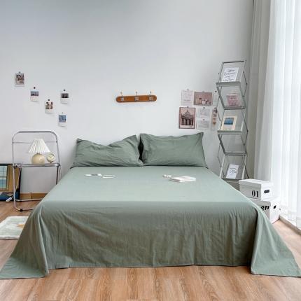 91家纺网 家纺一手货源 找家纺 安莱生活 2021新款全棉水洗棉单床单 抹茶