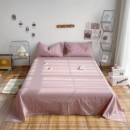 91家纺网 家纺一手货源 找家纺 安莱生活 2021新款全棉水洗棉单床单 藕粉