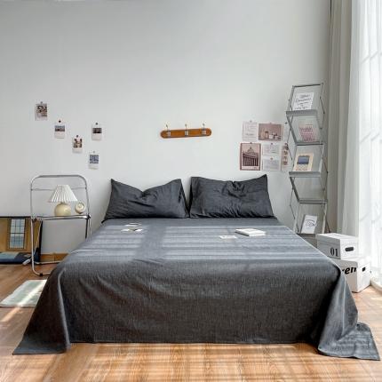 91家纺网 家纺一手货源 找家纺 安莱生活 2021新款全棉水洗棉单床单 深灰